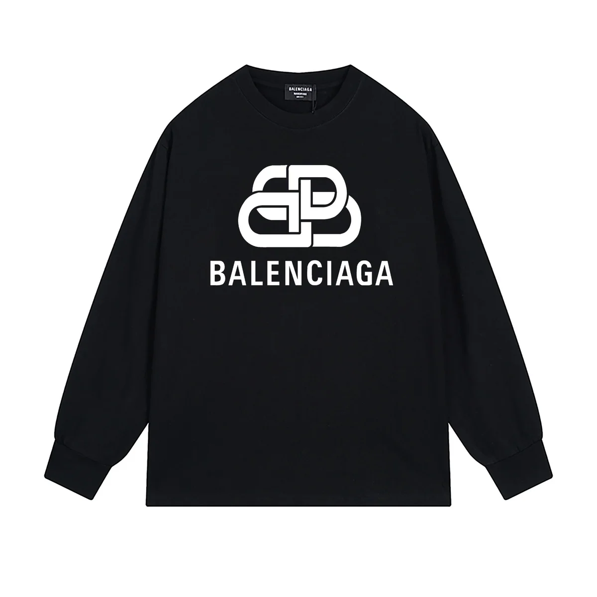 Balenciaga Balenciaga Black Logo Long Sleeve T-Shirt Black - 1