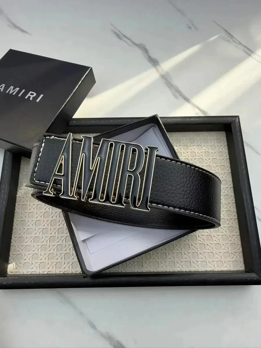 Amiri Amiri Black Leather Belt with Logo Buckle Black - 1