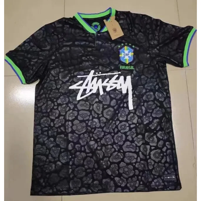 Stussy Stussy Brazil Jersey Black Leopard Pattern Soccer Shirt Black - 1