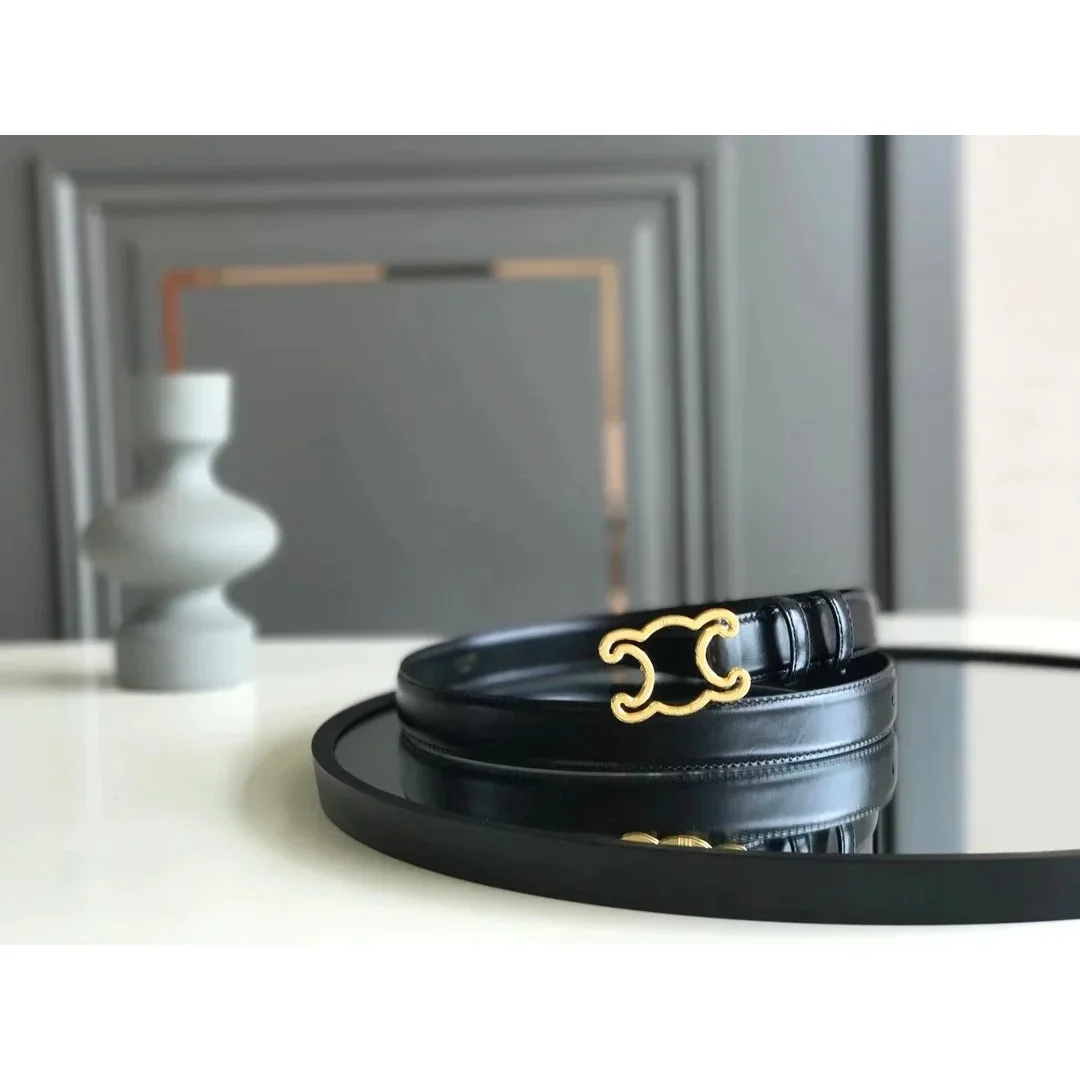 Celine Celine Classic Logo Black Leather Belt Black - 1