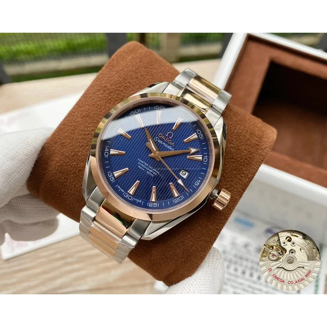 Omega Omega Seamaster Blue Dial Rose Gold & Steel Watch Blue