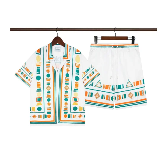 Other Unisex Geometric Print Set White & Multi Co-ord Set White - 1