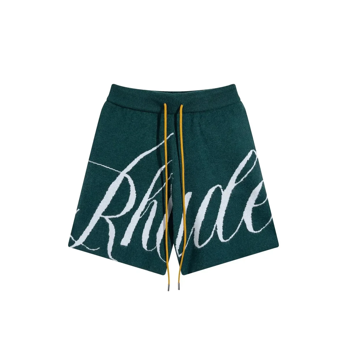 Rhude Rhude Logo Knit Shorts Forest Green Green - 1