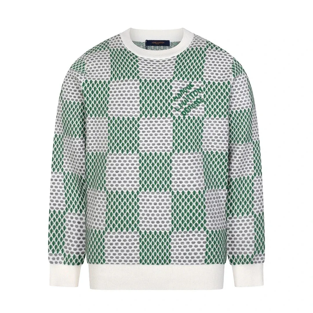 Louis Vuitton Louis Vuitton Monogram Green and White Checkered Sweater Green