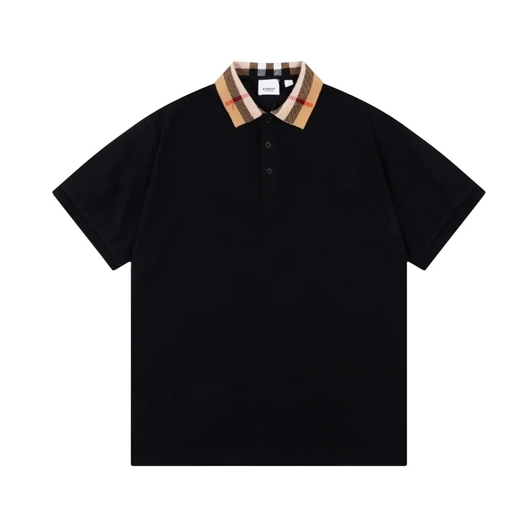 Burberry Burberry Classic Check Black Polo Shirt with Iconic Check Collar Black