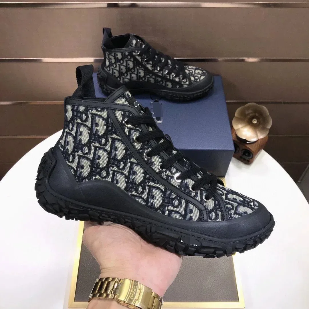 Dior Dior Lady Dior Monogram High Top Sneakers Black/White Black - 1