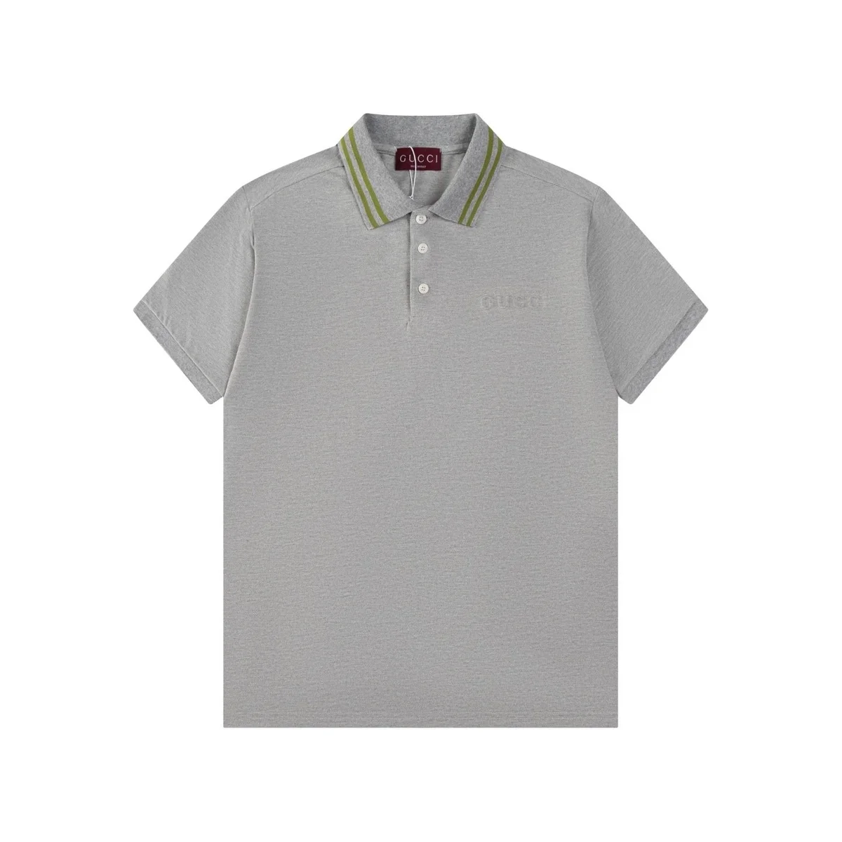Gucci Gucci Polo Shirt Grey with Green Striped Collar Grey - 1