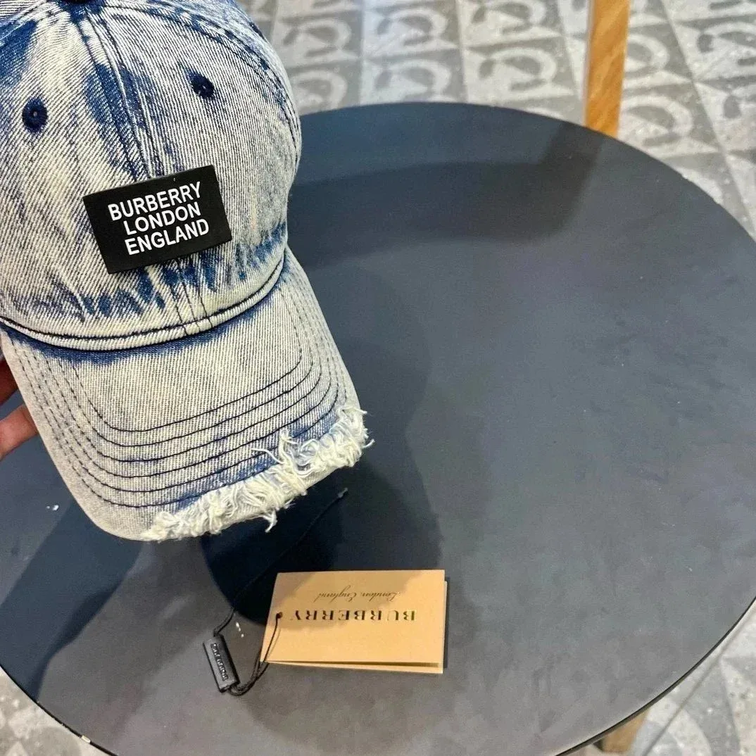 Burberry Burberry Tie-Dye Denim Distressed Baseball Cap Blue