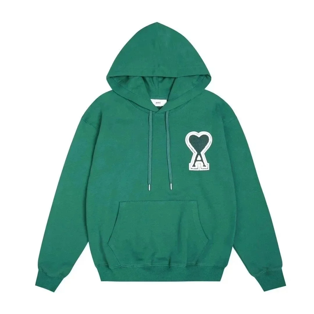 Ami Paris Ami Green Heart Logo Hoodie Green - 1