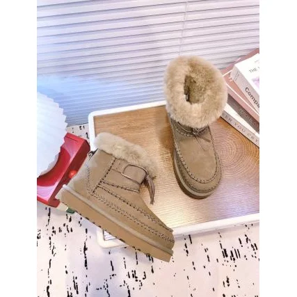 Other Unisex Beige Sheepskin Trim Winter Boots Beige - 1