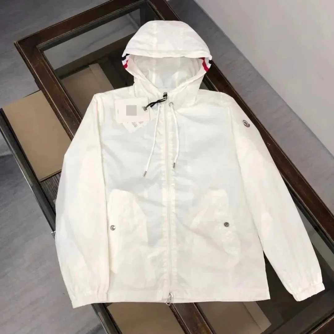 Moncler Moncler White/Red/Blue Trim Hooded Jacket White