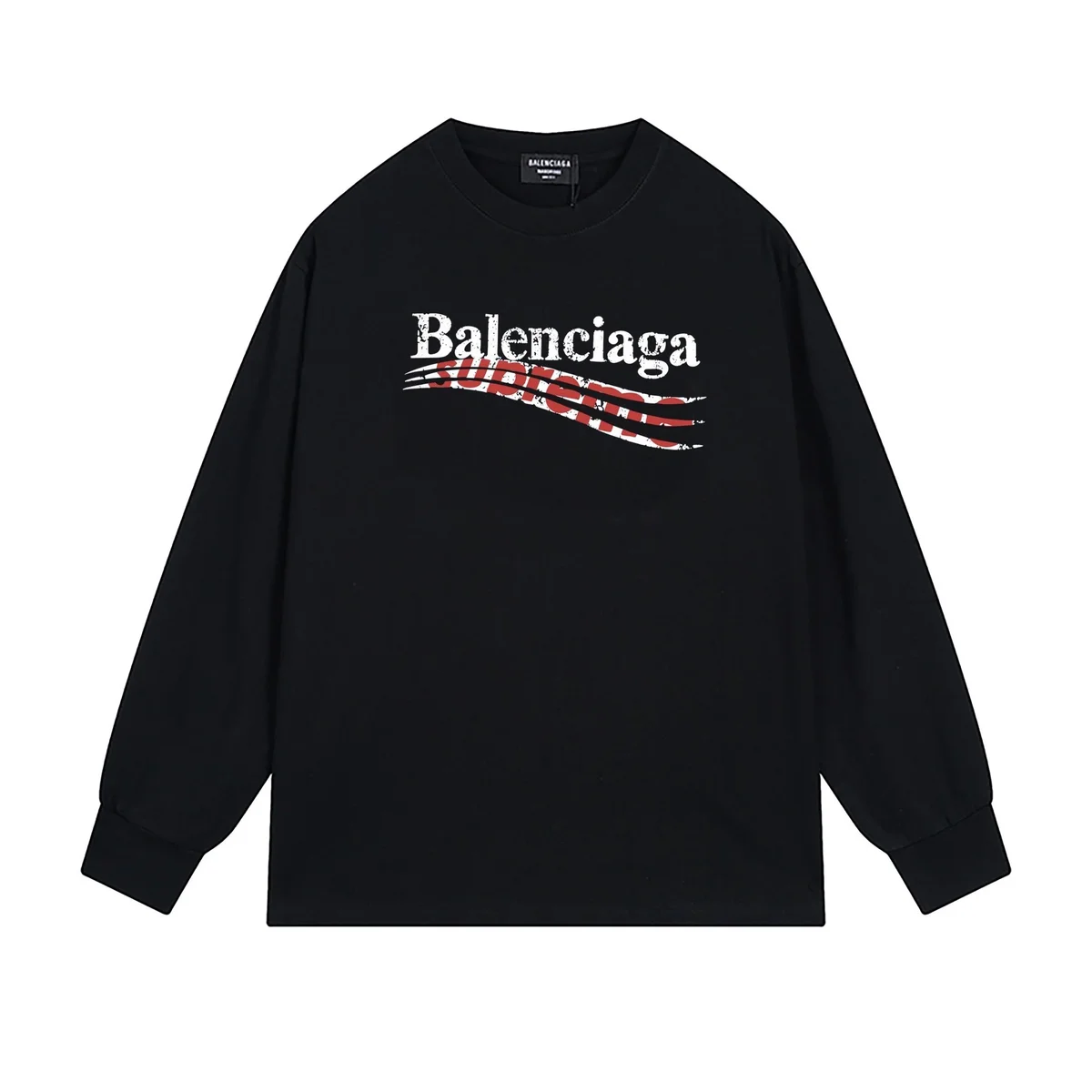 Balenciaga Balenciaga Black Supreme Logo Long Sleeve T-Shirt Black - 1