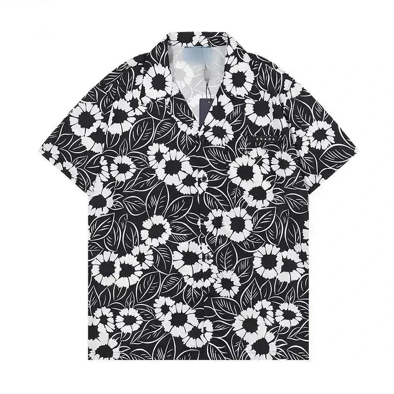 Prada Prada Sunflower Print Short Sleeve Shirt Black/White Black - 1