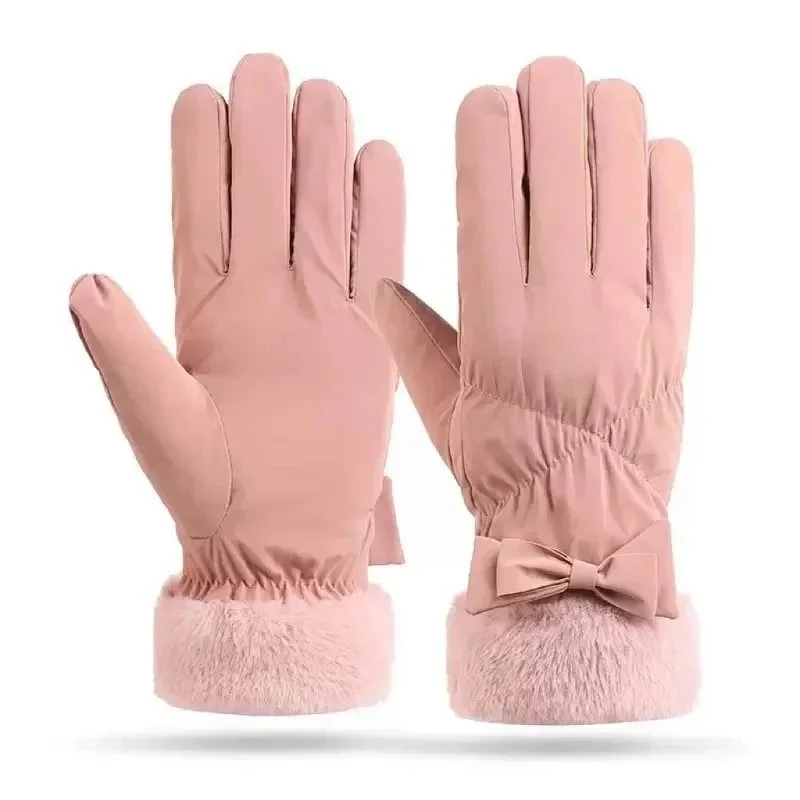 Other Pink Bow Detail Winter Gloves Pink - 1