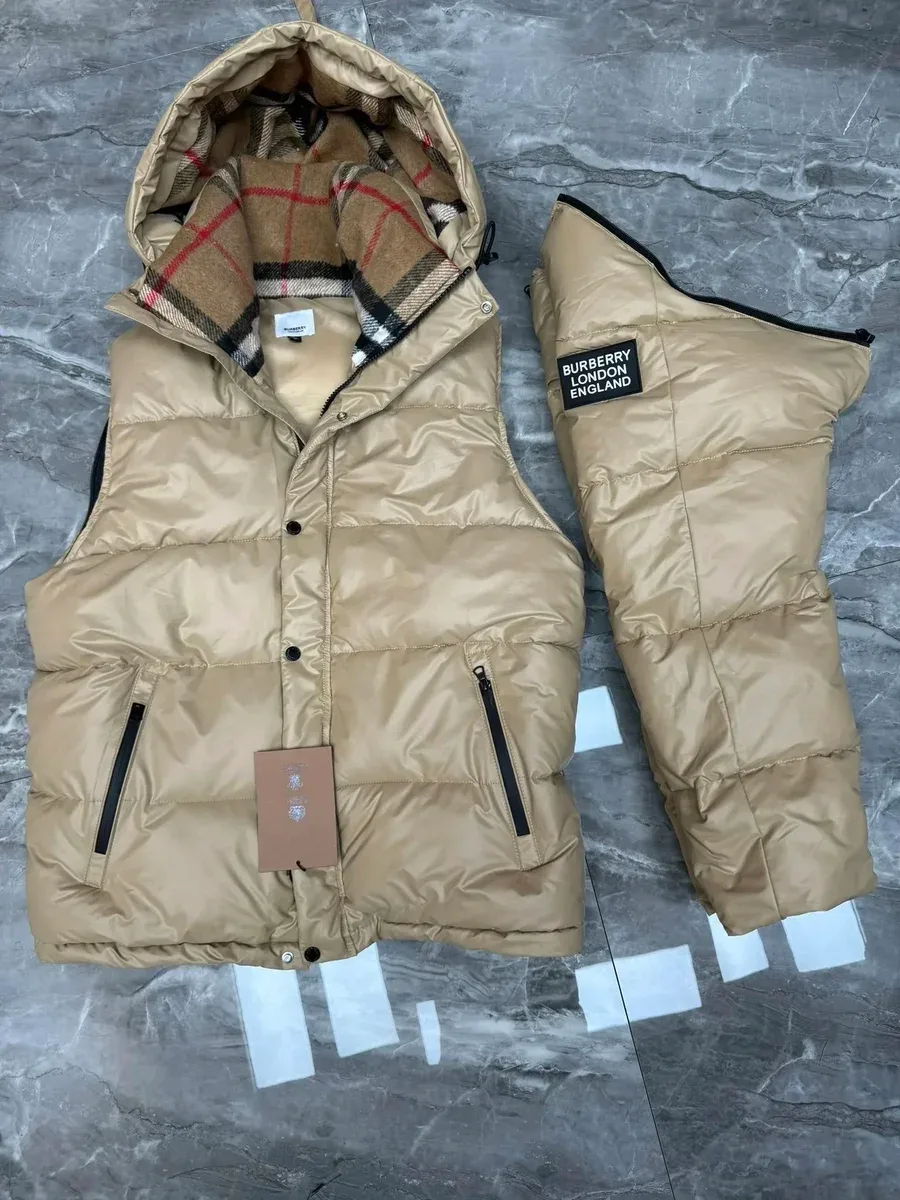 Burberry Burberry Beige Vintage Check Hooded Puffer Vest Beige - 1