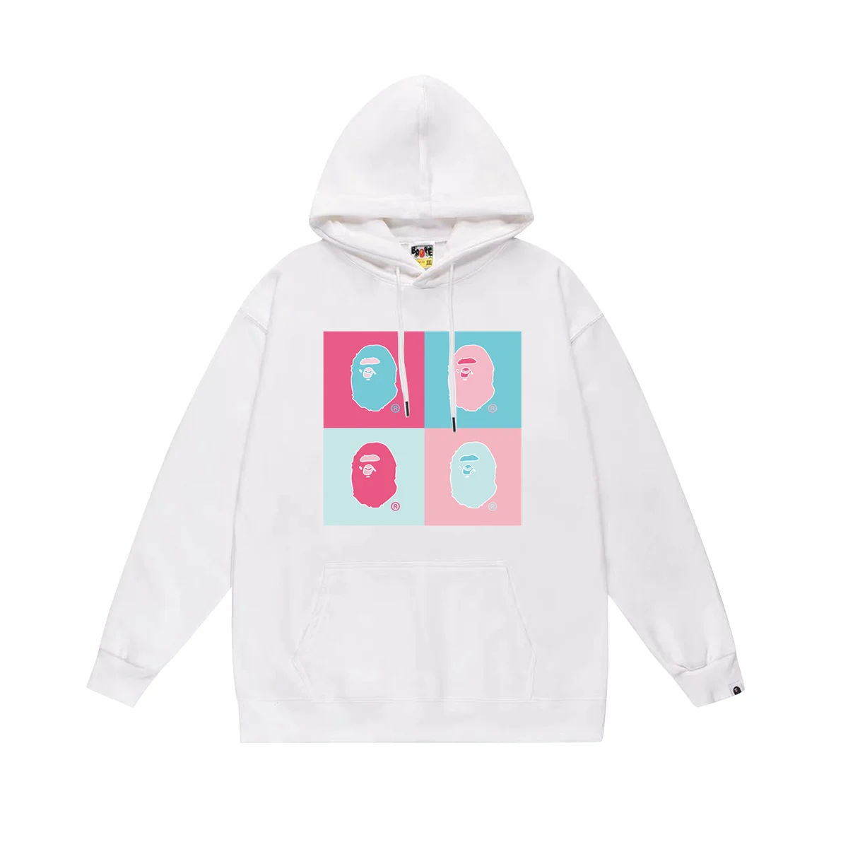 A Bathing Ape BAPE STA White with Multi-Color Ape Head Hoodie White - 1