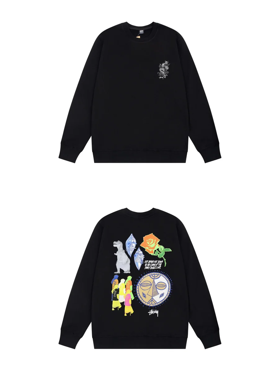 Stussy Stussy Stüssy Black Graphic Crewneck Sweatshirt Black - 1