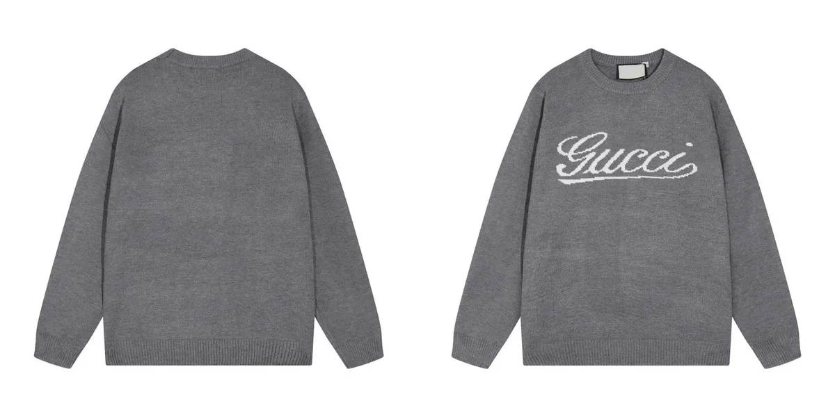 Gucci Gucci Heather Gray/White Logo Sweater Grey