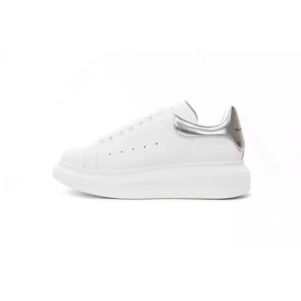 Alexander McQueen Alexander McQueen Oversized White Silver Platform Sneaker White