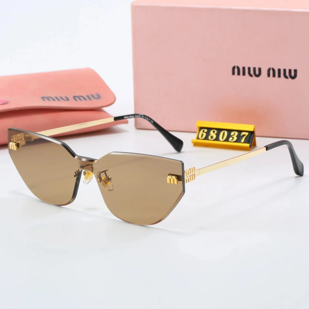 Miu Miu Miu Miu 68037 Cat-Eye Sunglasses Brown Brown - 1