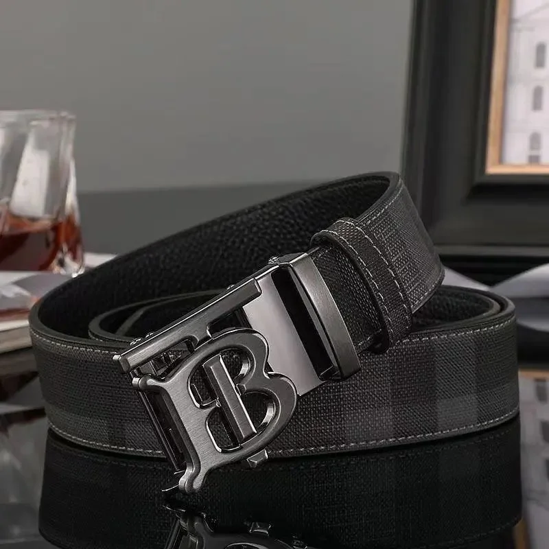 Burberry Burberry TB Monogram Belt Black Leather Belt Black - 1