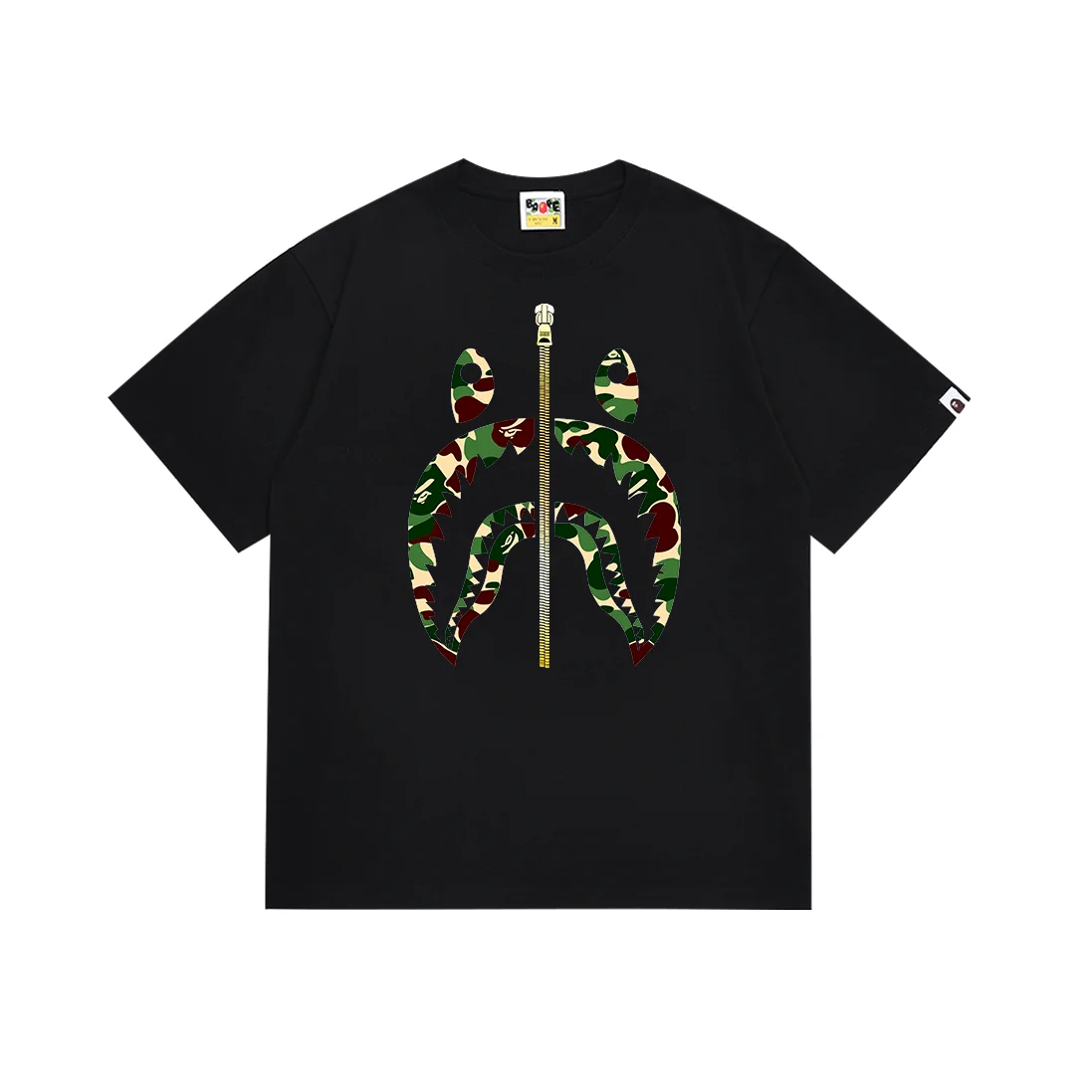 A Bathing Ape A Bathing Ape BAPE STA Black Camo Zip T-Shirt Black - 1
