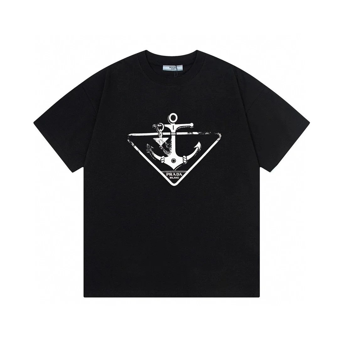 Prada Prada Anchor Print T-Shirt Black Black