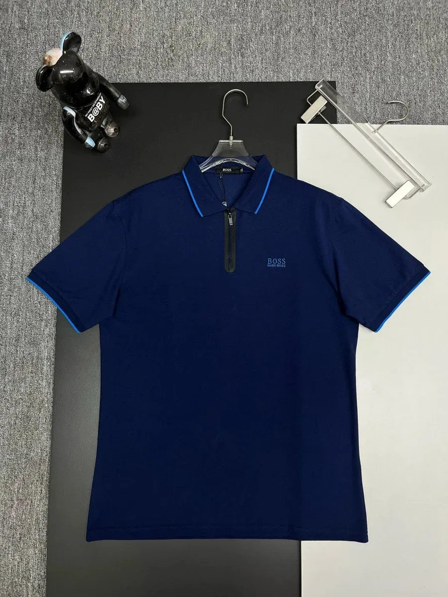 Hugo Boss Hugo Boss Navy Blue Polo Shirt with Zipper Navy - 1