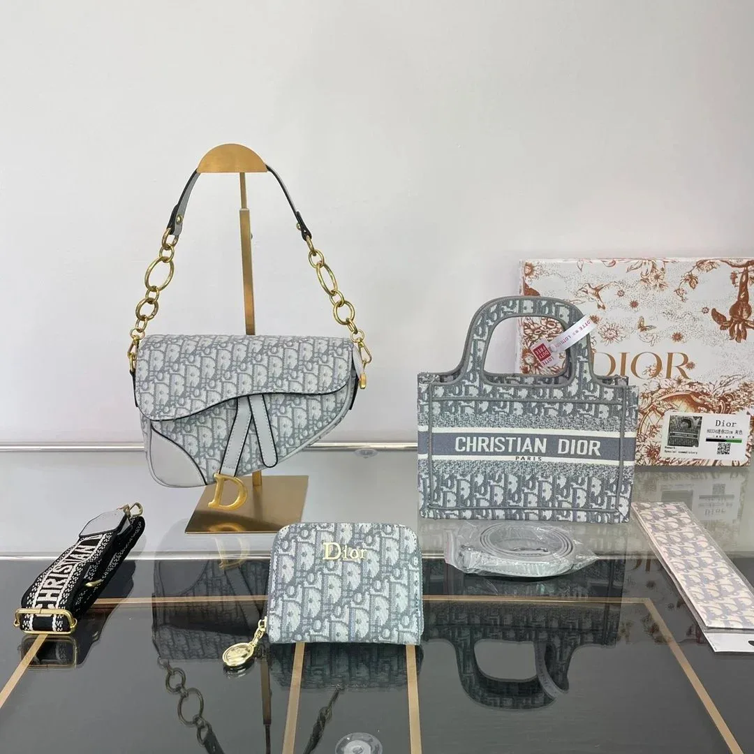 Dior Dior Oblique Saddle Bag Grey/White Grey