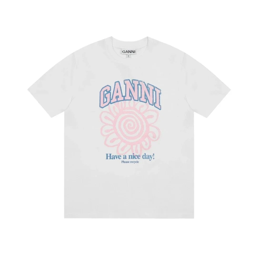 Ganni Ganni White Pink 'Have a Nice Day' T-Shirt White - 1