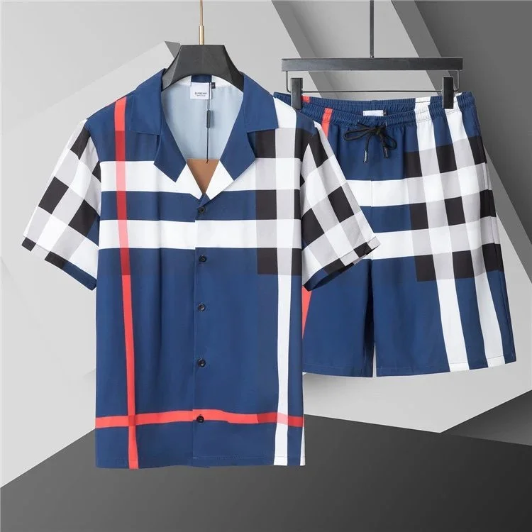 Burberry Burberry Checkered Shorts Set in Navy & White Navy - 1