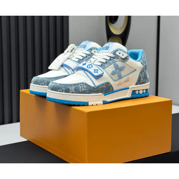 Louis Vuitton Louis Vuitton LV Trainer White/Blue Denim Sneakers Multicolor