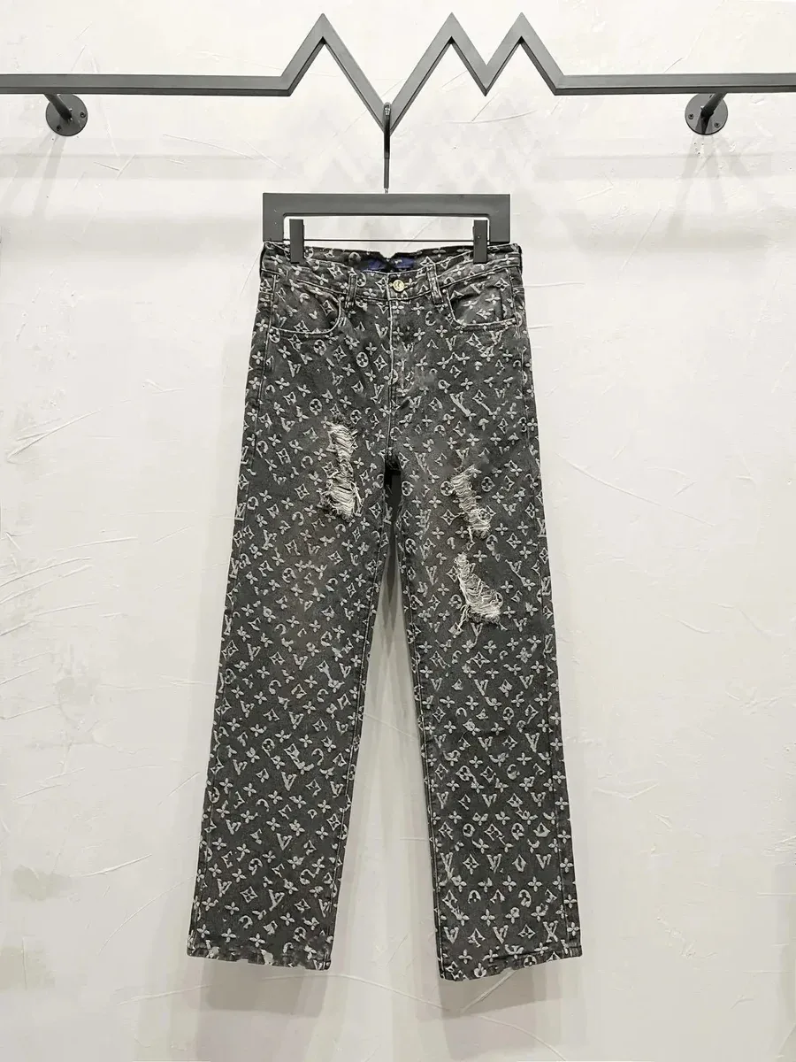 Louis Vuitton Louis Vuitton Monogram Distressed Grey Jeans Grey