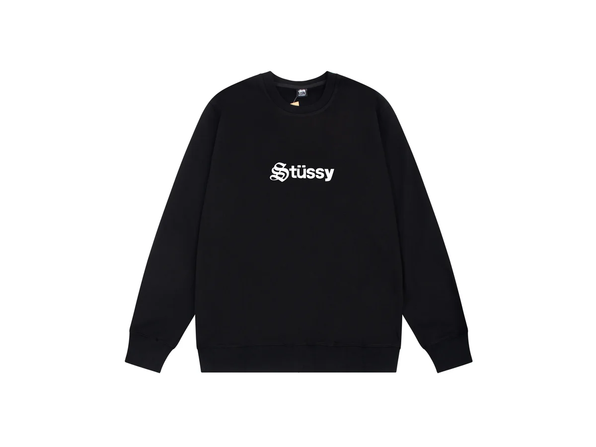 Stussy Stussy Black Logo Crewneck Sweatshirt Black - 1