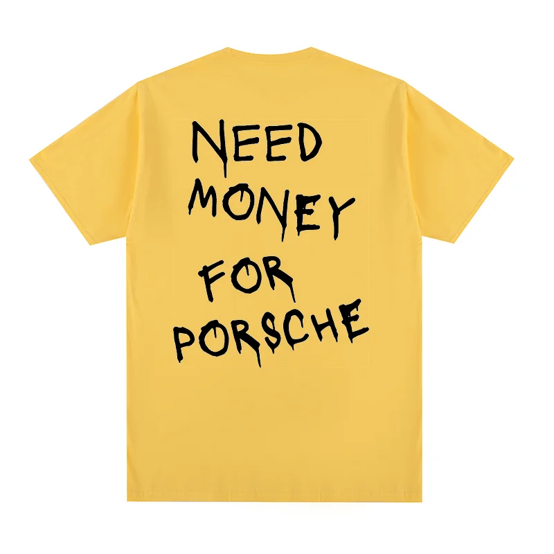 Other Unisex Yellow 'Need Money for Porsche' T-Shirt Yellow - 1