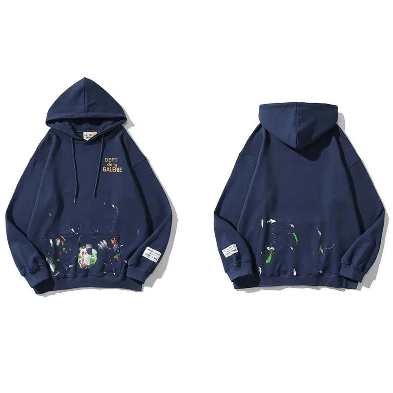 Other Unisex Navy DEPT de la GALERIE Hoodie with Paint Splatter Design Navy - 1