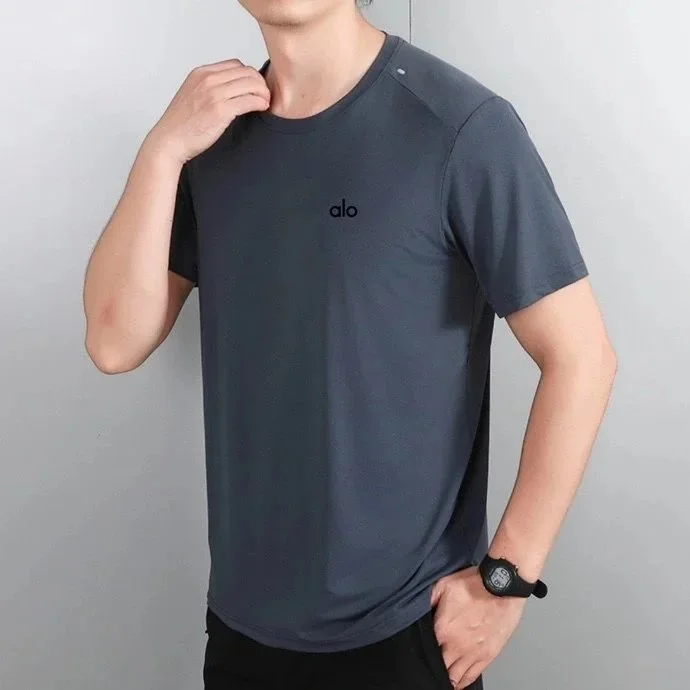 Alo Yoga Alo Solid Dark Grey T-Shirt Grey - 1