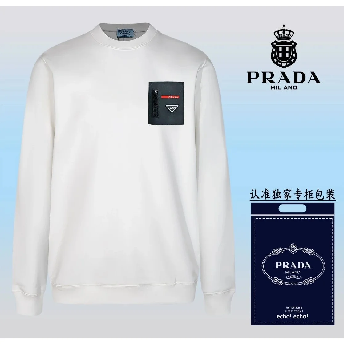 Prada Prada White Logo Patch Sweatshirt White