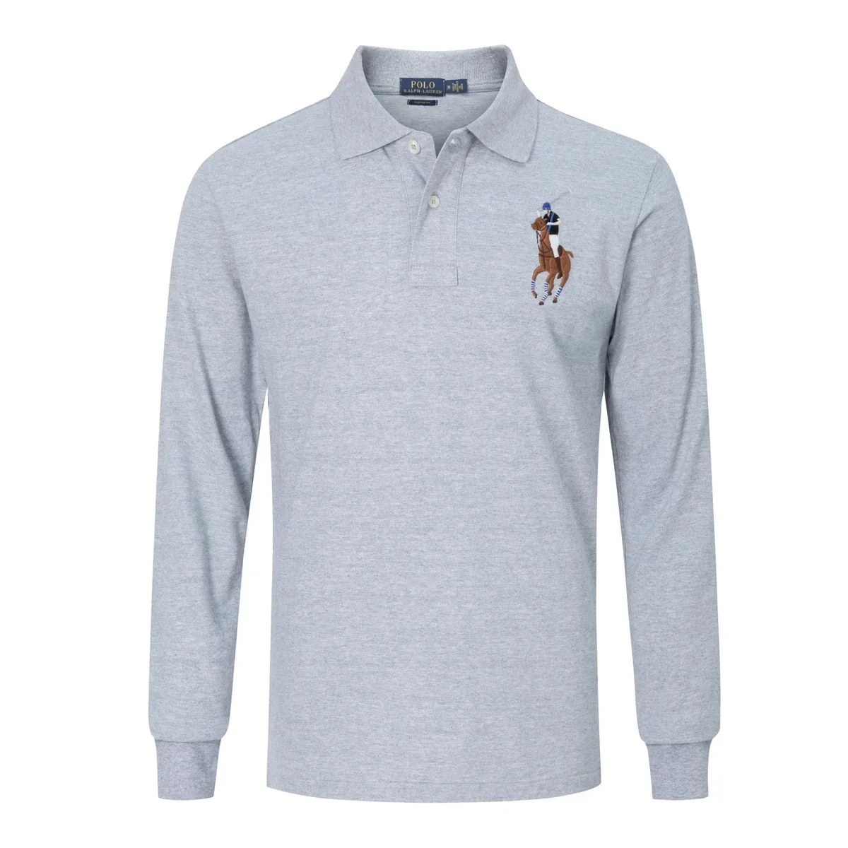 Polo Ralph Lauren Polo Ralph Lauren Big Pony Grey Long Sleeve Polo Shirt Grey - 1