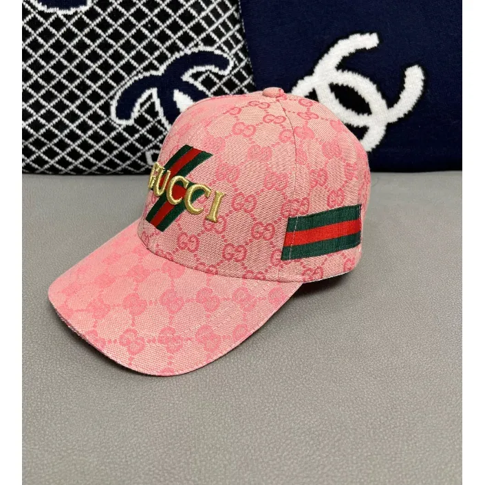 Gucci Gucci Pink Monogram Baseball Cap Pink