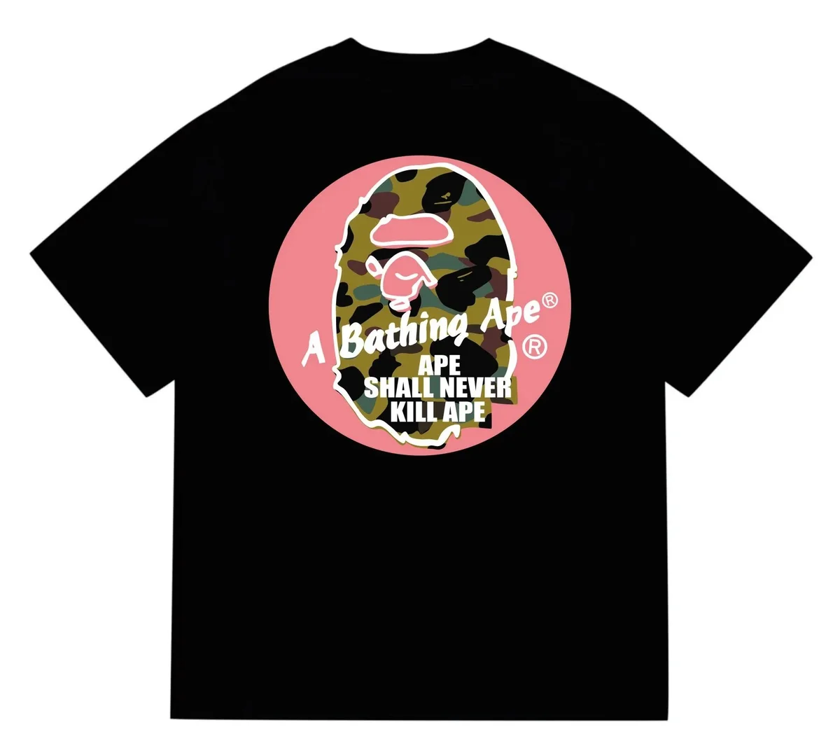 A Bathing Ape BAPE BAPE STA Black Camo Pink Circle T-Shirt Black - 1