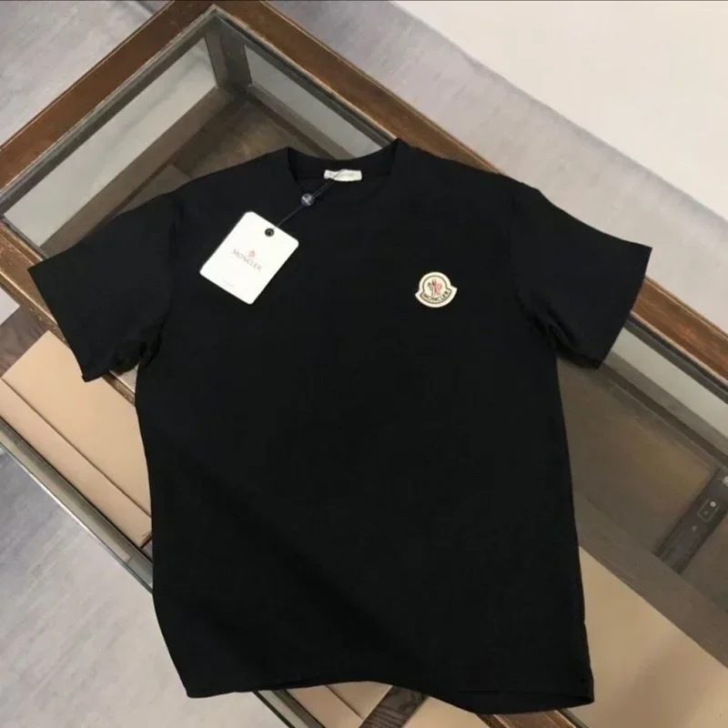 Moncler Black T-Shirt Solid Crew Neck