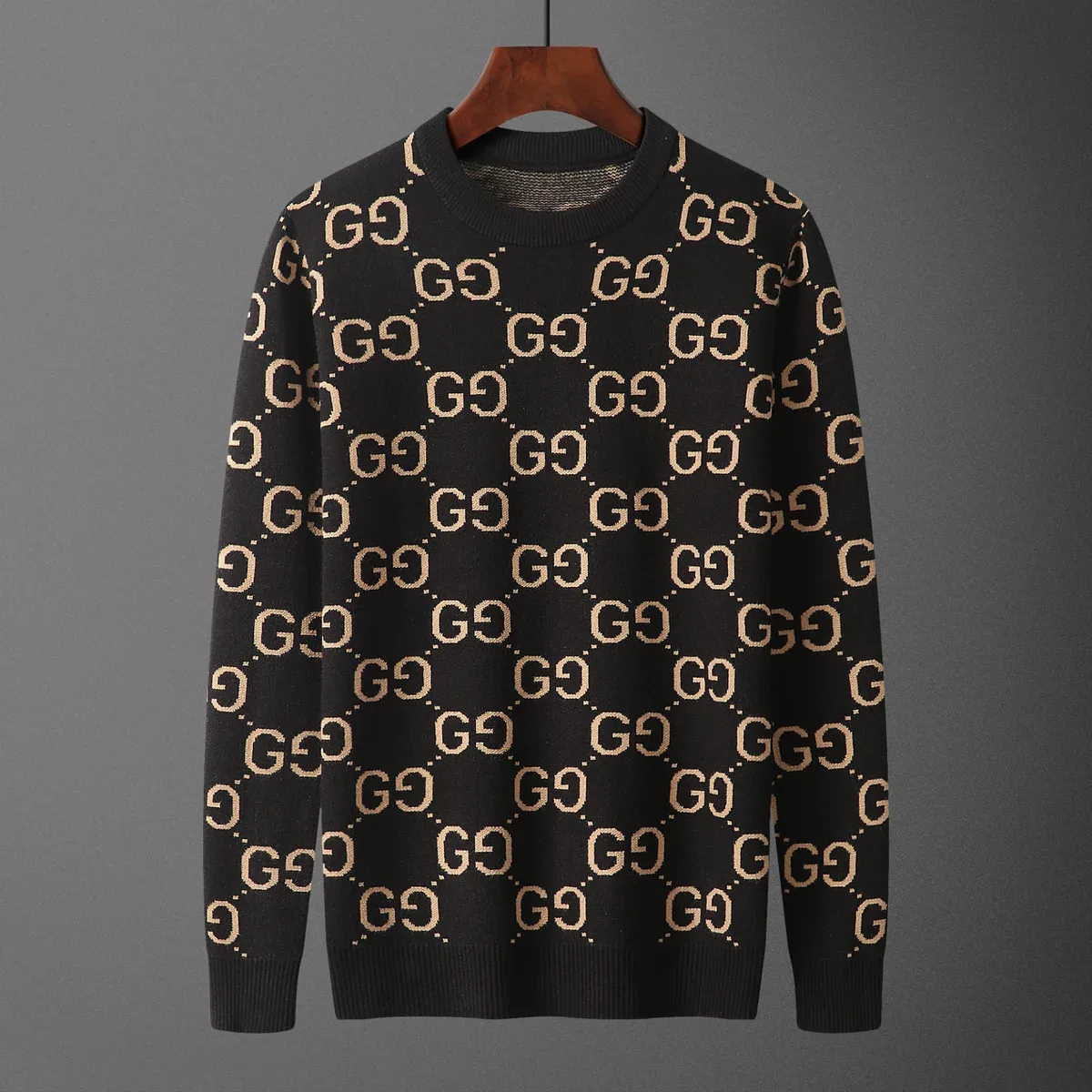 Gucci Gucci GG Supreme Monogram Knit Sweater Black/Beige Black