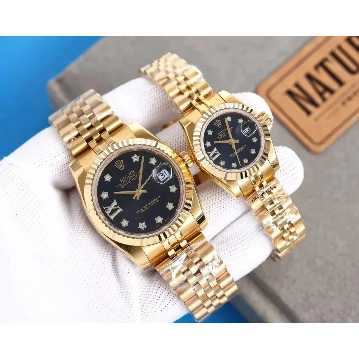 Rolex Rolex Datejust Gold Black Diamond Dial Watch Gold - 1