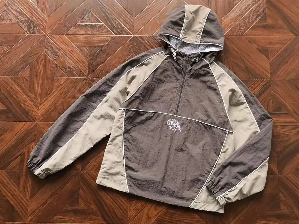 Other Unisex Two-Tone Windbreaker Jacket with Embroidered Logo Grey - 1