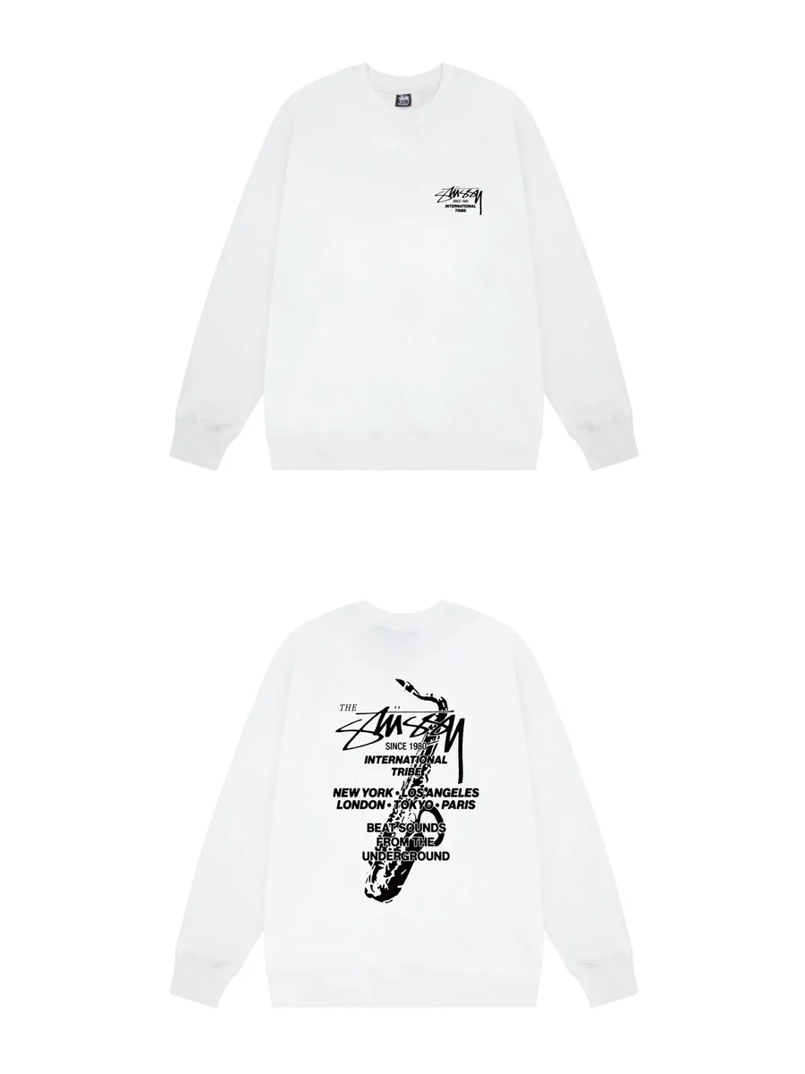 Stussy Stussy Stüssy Saxophone Graphic Sweatshirt White White - 1