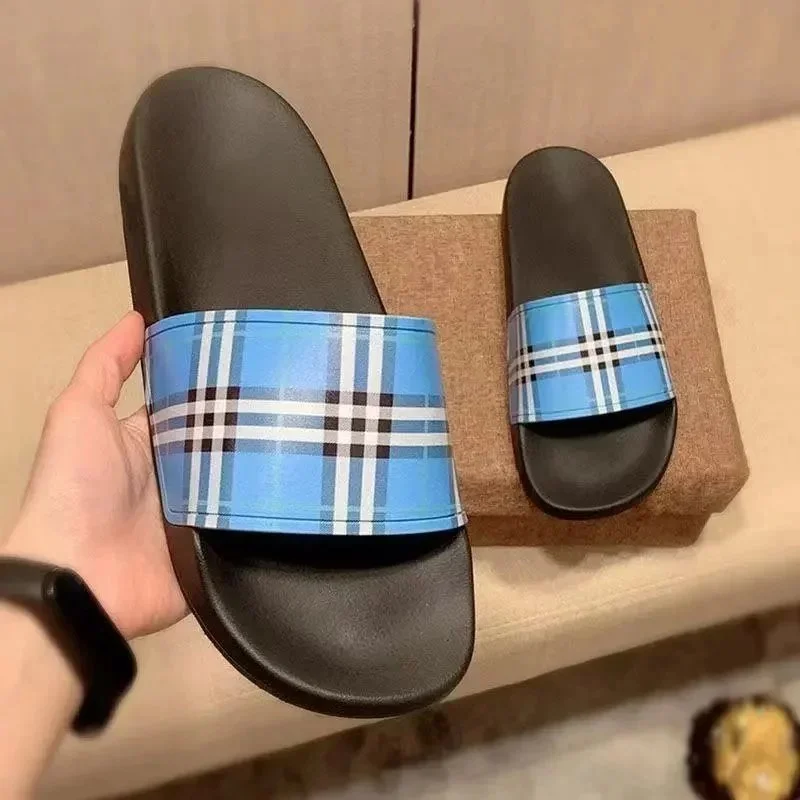 Burberry Burberry Vintage Check Sky Blue Plaid Slides Blue - 1