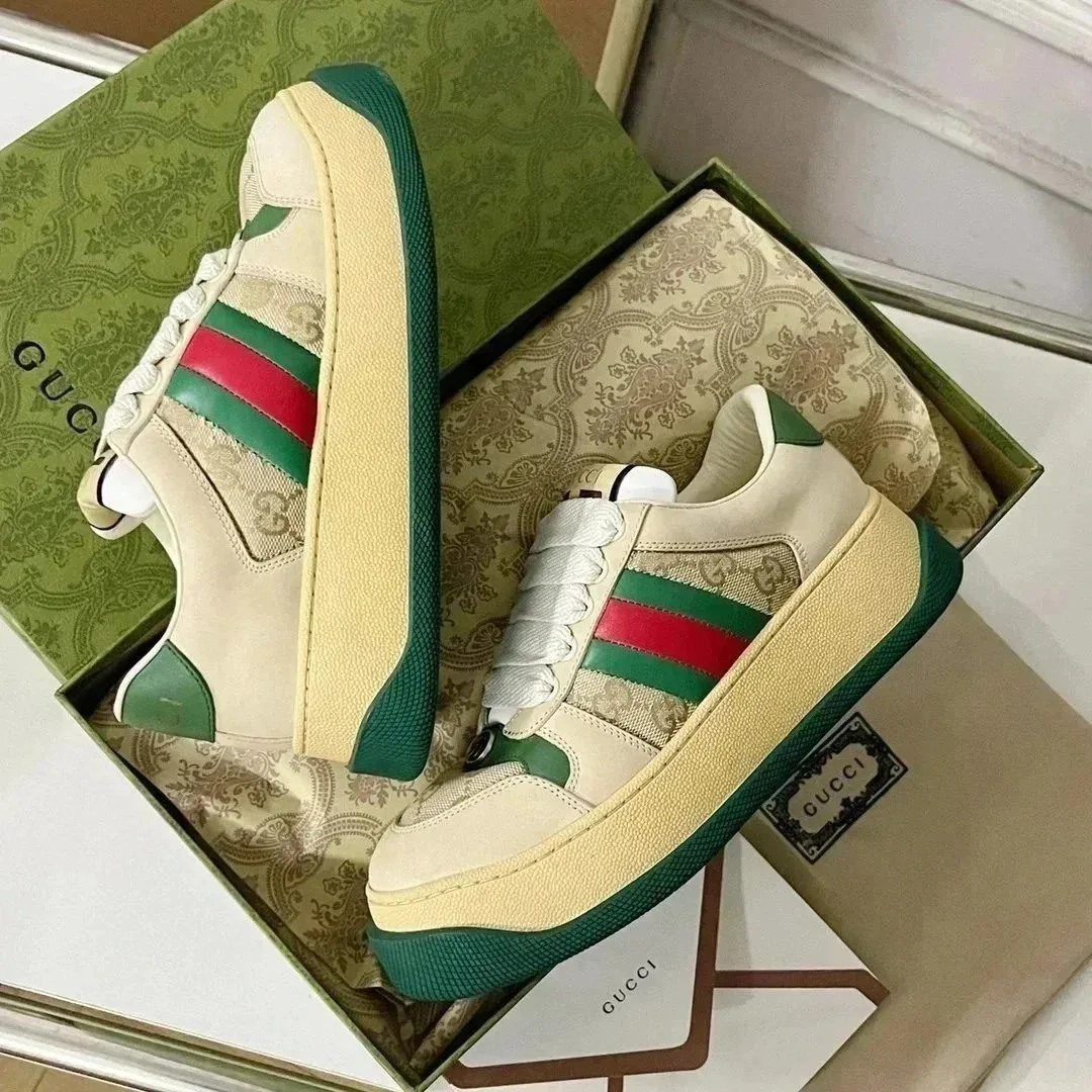Gucci Gucci Ace Beige Green Red Web Sneakers Beige