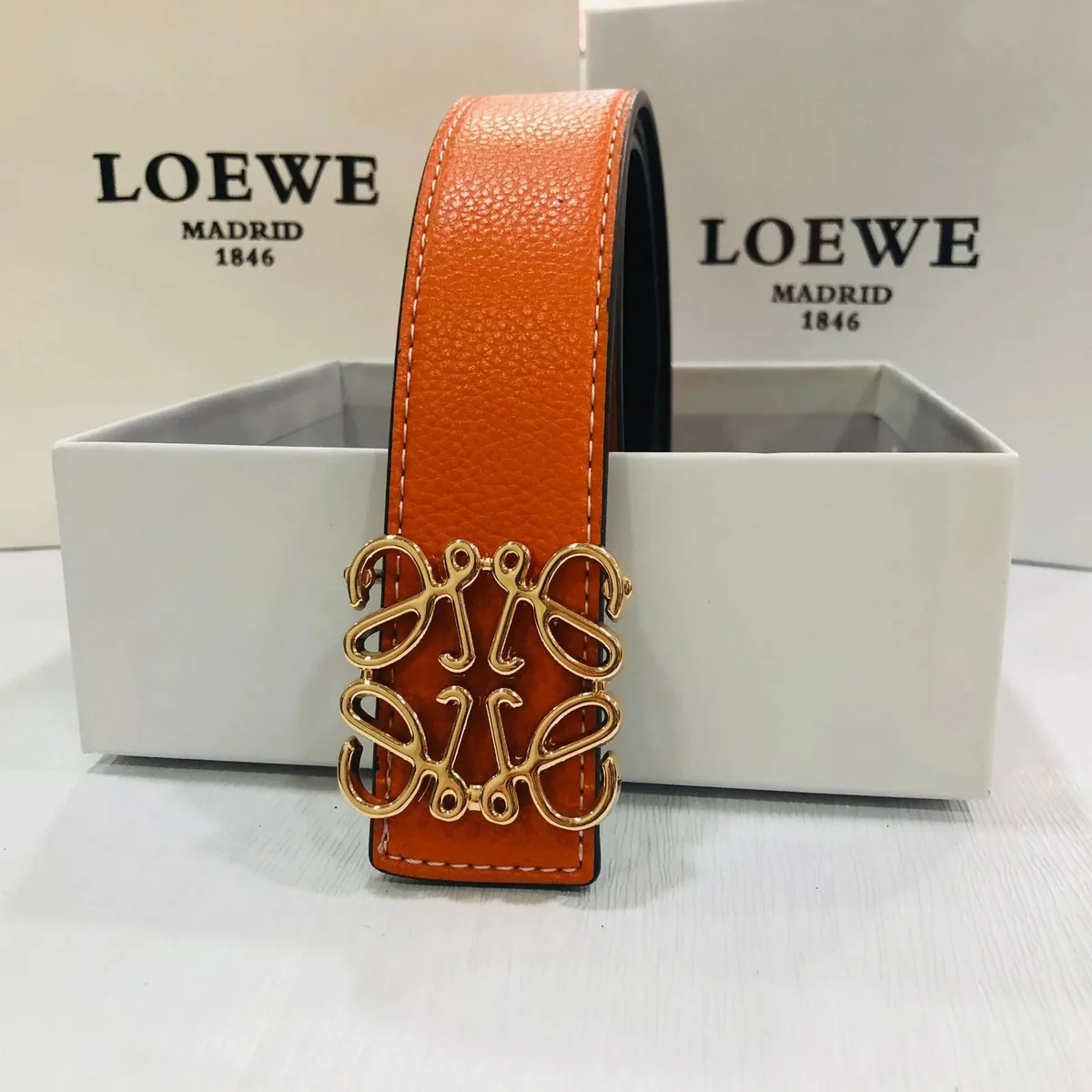 Loewe Loewe Orange Gold Buckle Belt Orange - 1