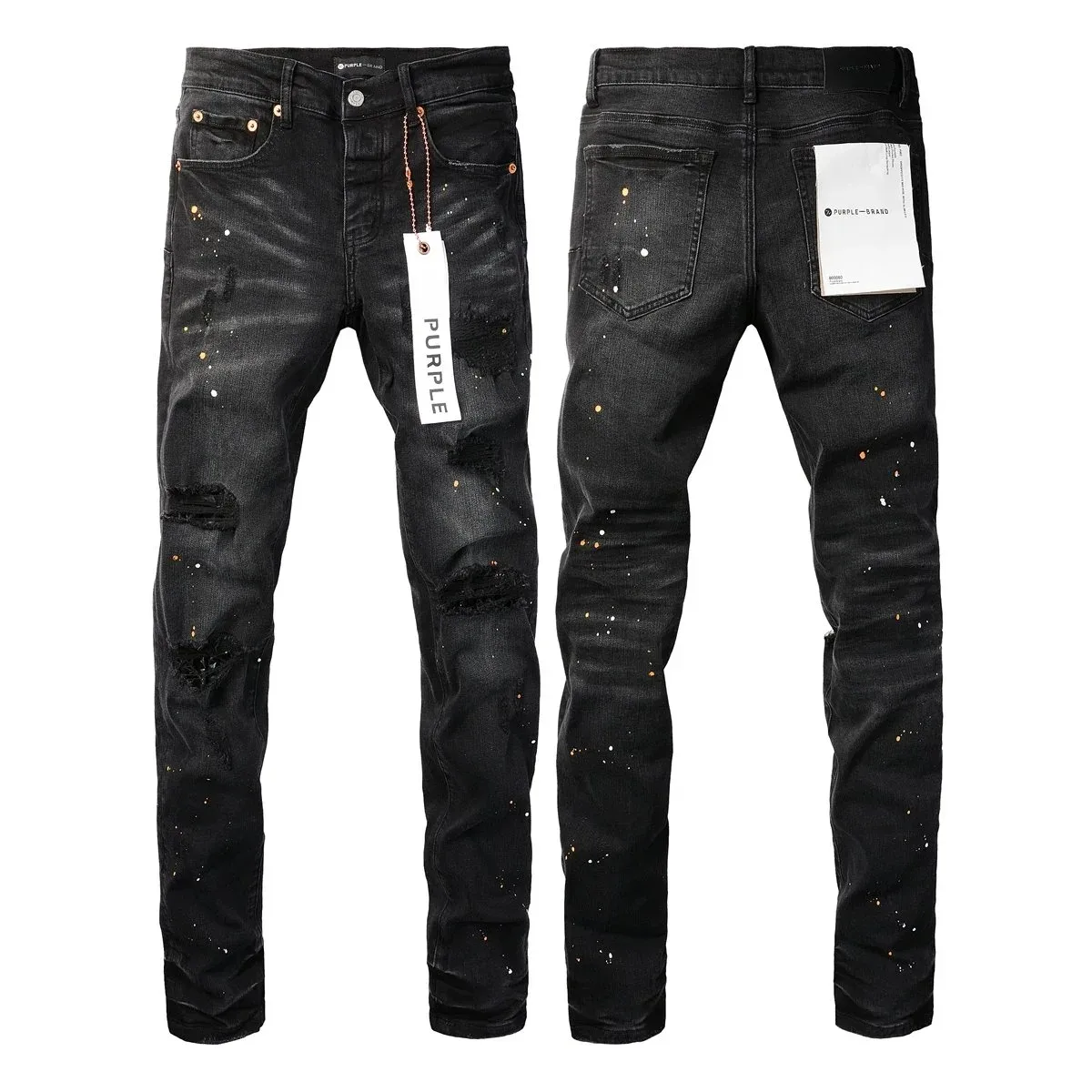 Purple Brand Purple Brand 9045 Black Splatter Jeans Black - 1